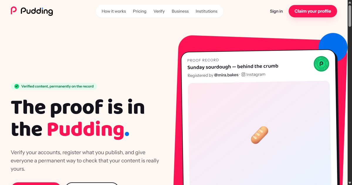 Pudding website preview