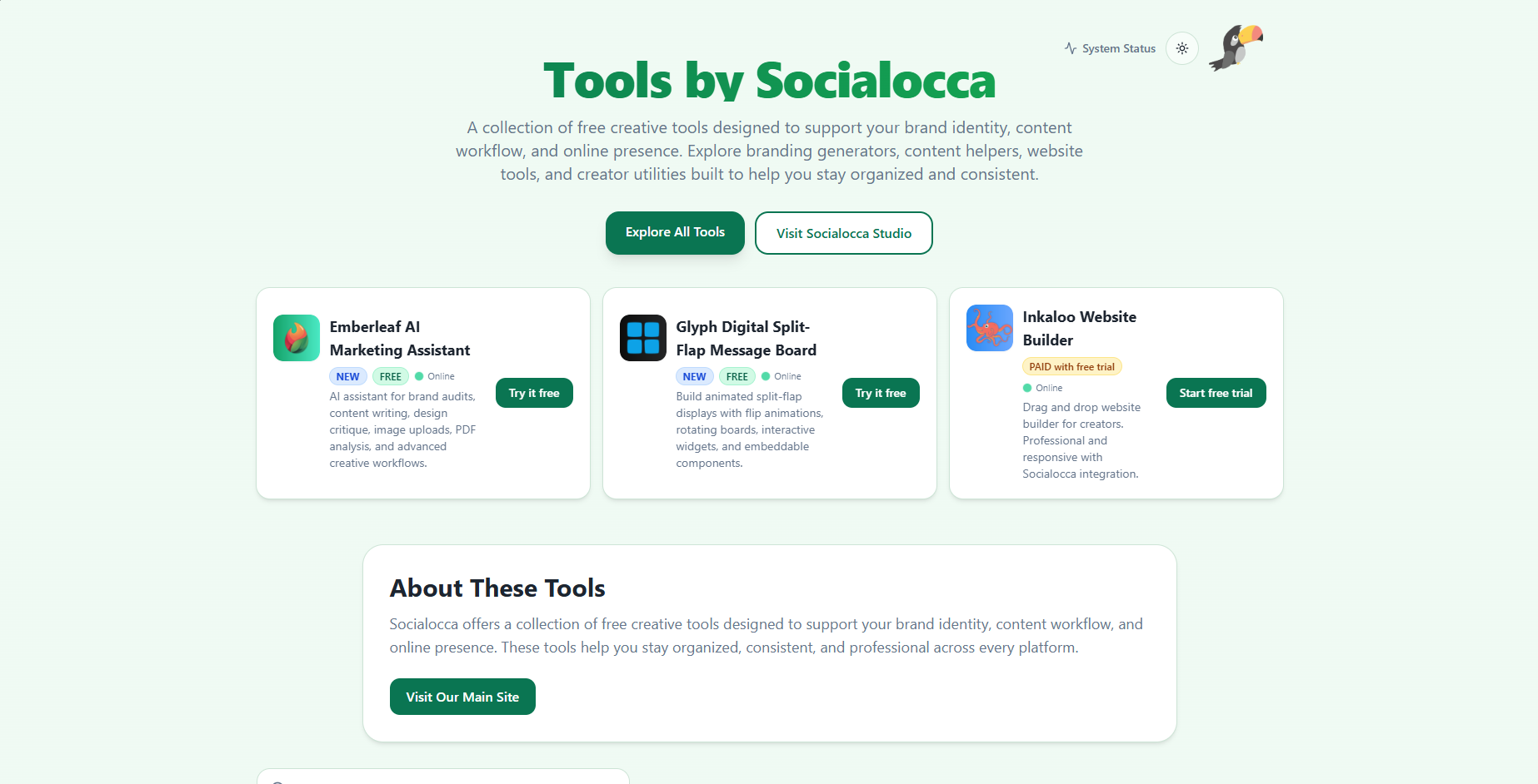Tools by Socialocca website preview